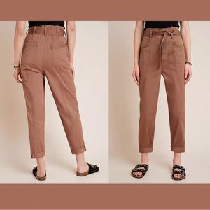 Anthropologie Ellie Embroidered Utility Paperbag Pants